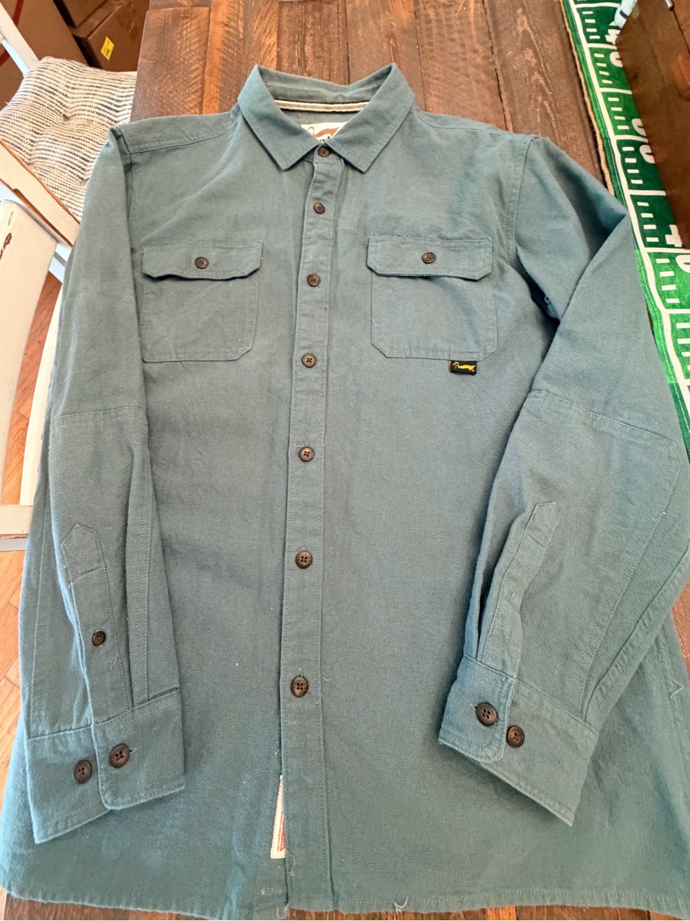 Vintage 80s Duxbak Heavyweight Cotton Chamois Utility Hunting EUC Sage Green L - Picture 2 of 11